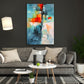 Wandbild Kunstwerk abstrakt farbenfroh modern in blau und rot