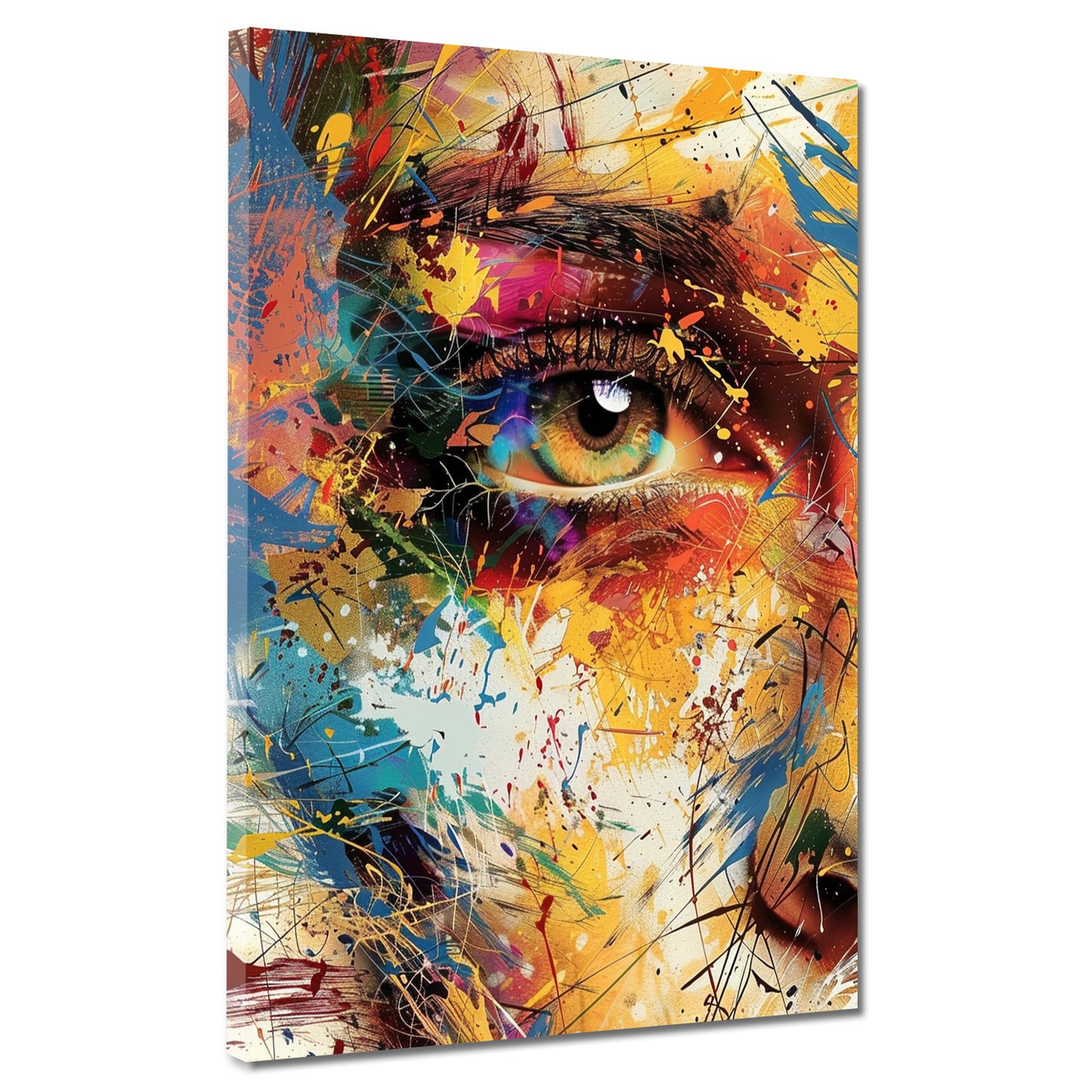 Wandbild Kunstwerk abstrakt farbenfrohes Auge Porträt Pop Art