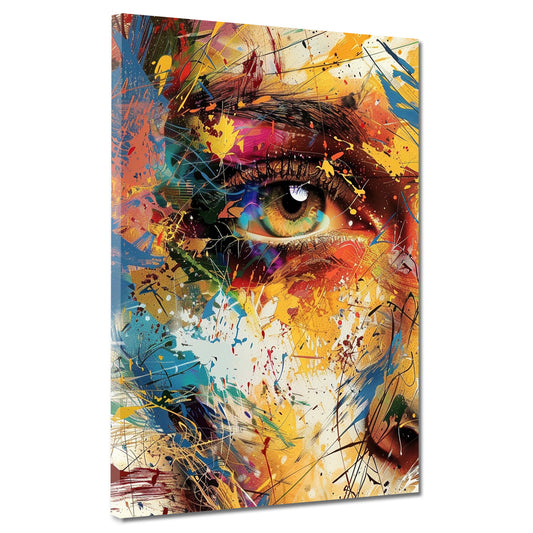 Wandbild Kunstwerk abstrakt farbenfrohes Auge Porträt Pop Art