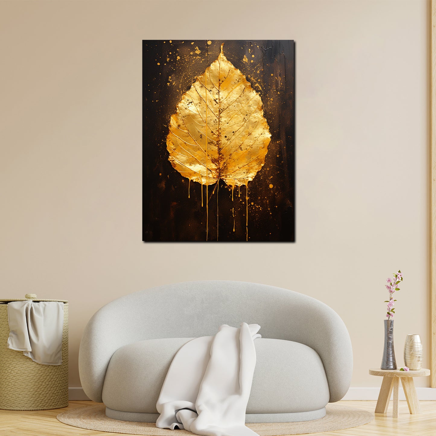 Wandbild Kunstwerk abstrakt goldenes Blatt