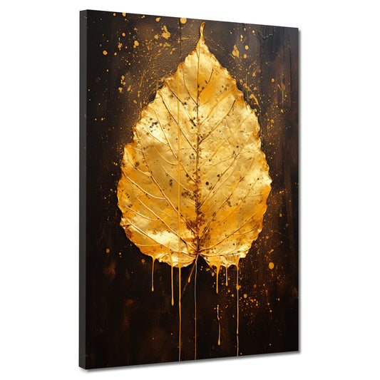 Wandbild Kunstwerk abstrakt goldenes Blatt