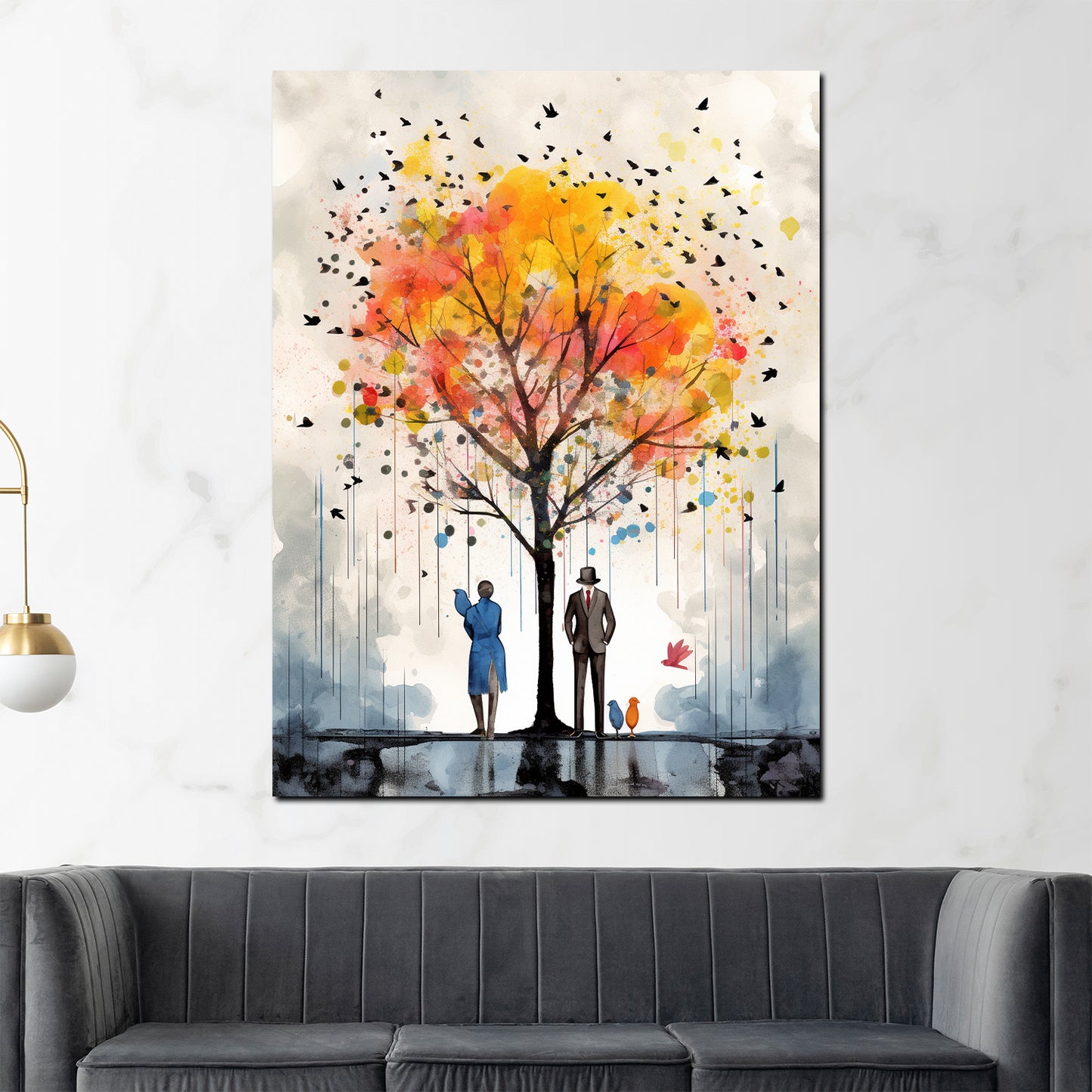 Wandbild Kunstwerk abstrakt herbstlicher Baum Painting Style