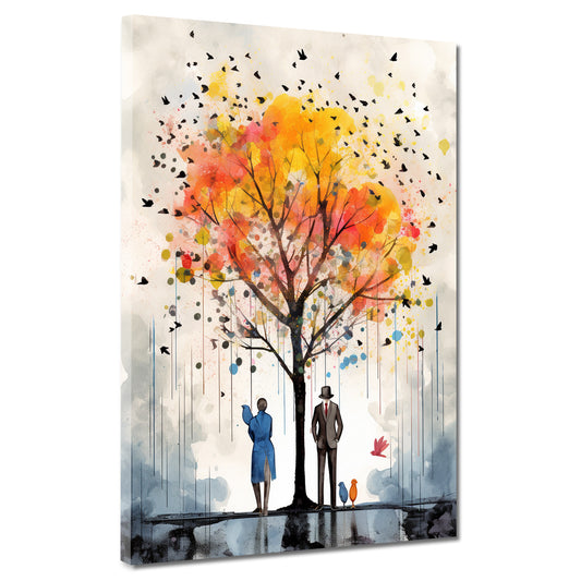 Wandbild Kunstwerk abstrakt herbstlicher Baum Painting Style