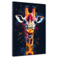 Wandbild Kunstwerk Pop Art Giraffe mit Farbspritzern