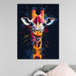 Wandbild Kunstwerk Pop Art Giraffe mit Farbspritzern