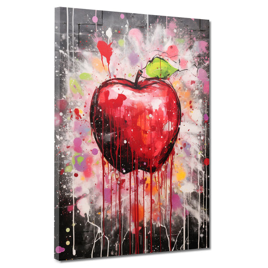 Abstrakt roter Apfel Pop Art Wandbild Kunstwerk