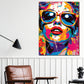 Wandbild Kunstwerk abstrakt stilvolle Frau mit Brille Pop Art