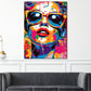Wandbild Kunstwerk abstrakt stilvolle Frau mit Brille Pop Art