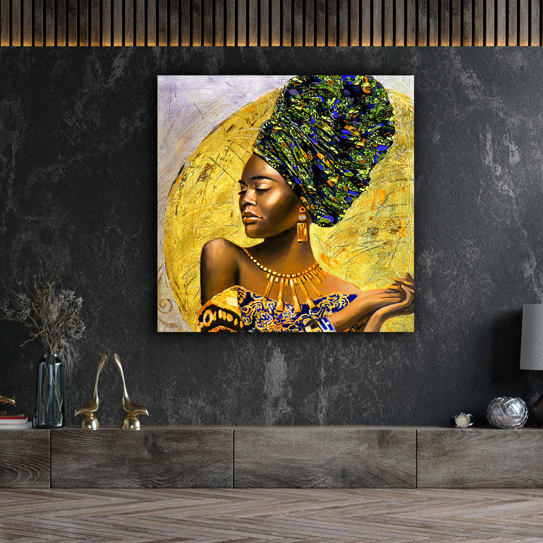 Afrikanische Frau Gold Style Wandbild Kunstwerk