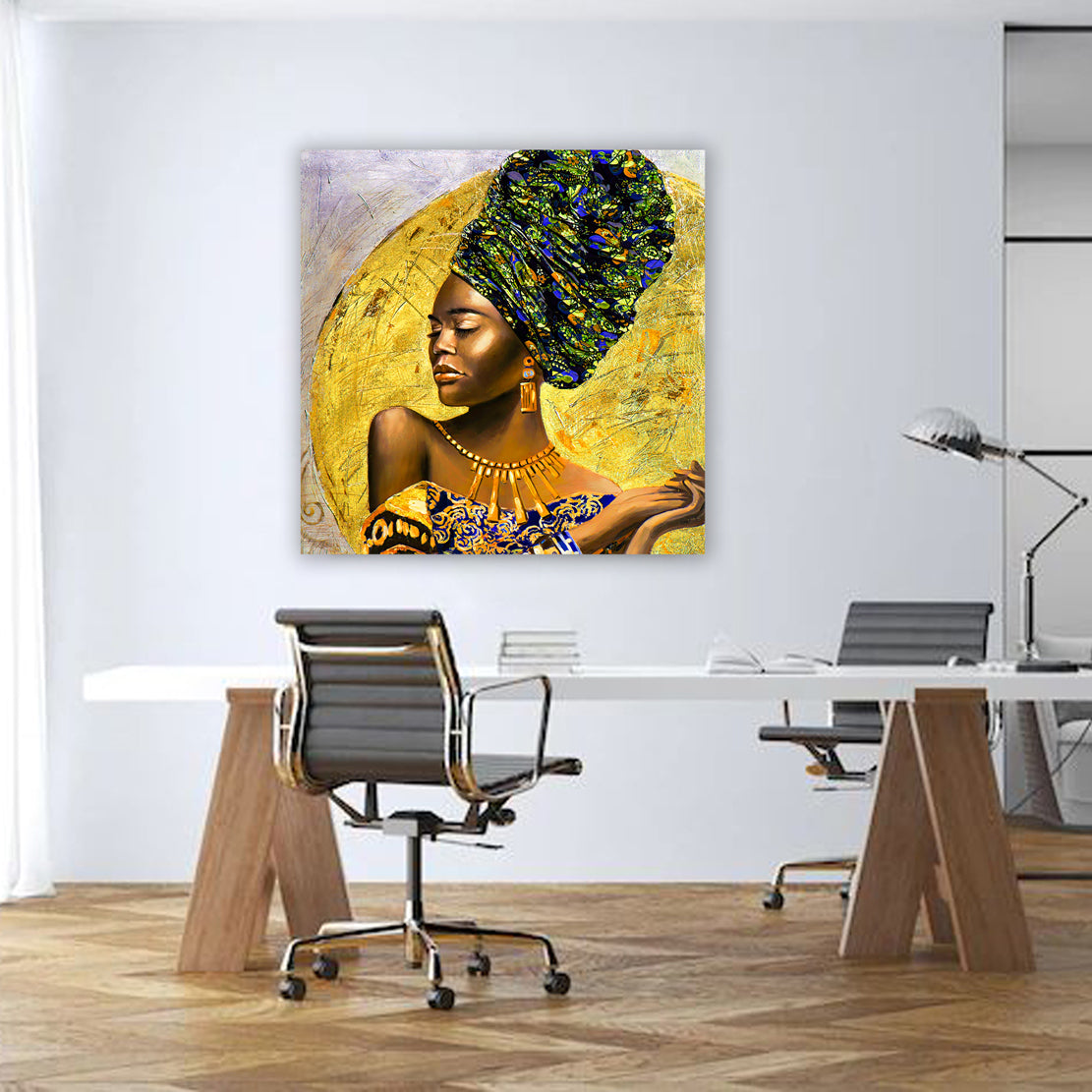 Afrikanische Frau Gold Style Wandbild Kunstwerk