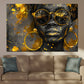 Afrikanische Frau mit goldener Brille und Ohrringen modern Wandbild Kunstwerk
