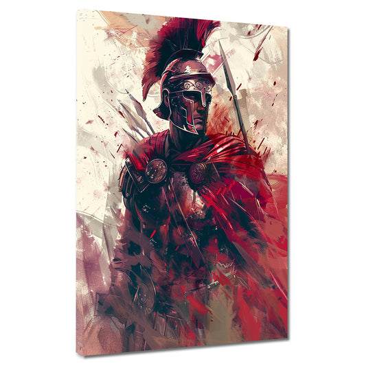 Wandbild Kunstwerk antiker Krieger Spartaner rote Farben