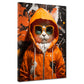 Pop Art Coole Katze mit Jacke und Sonnenbrille Wandbild Kunstwerk