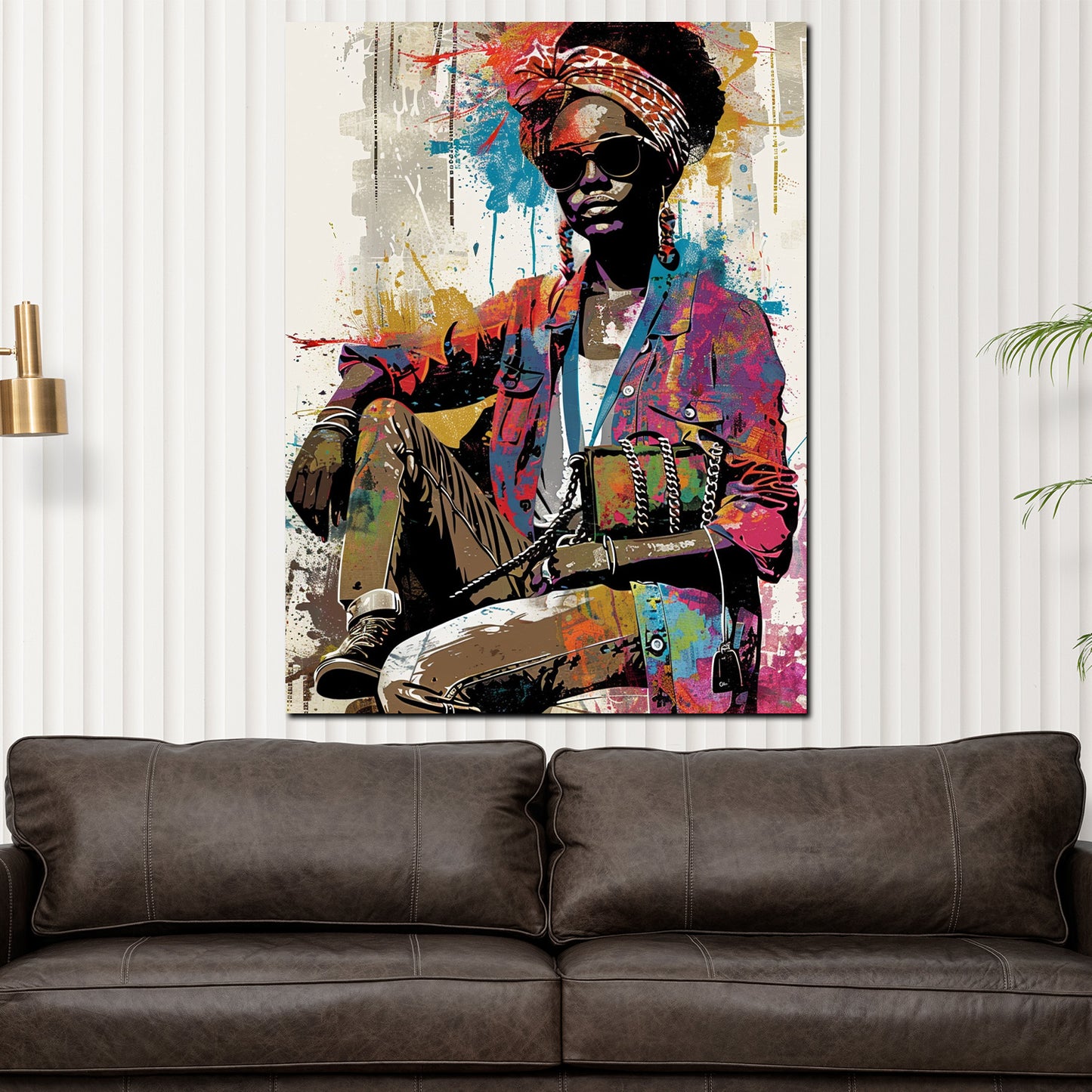 Farbenfrohe afrikanische Frau Street Art Design Wandbild Kunstwerk