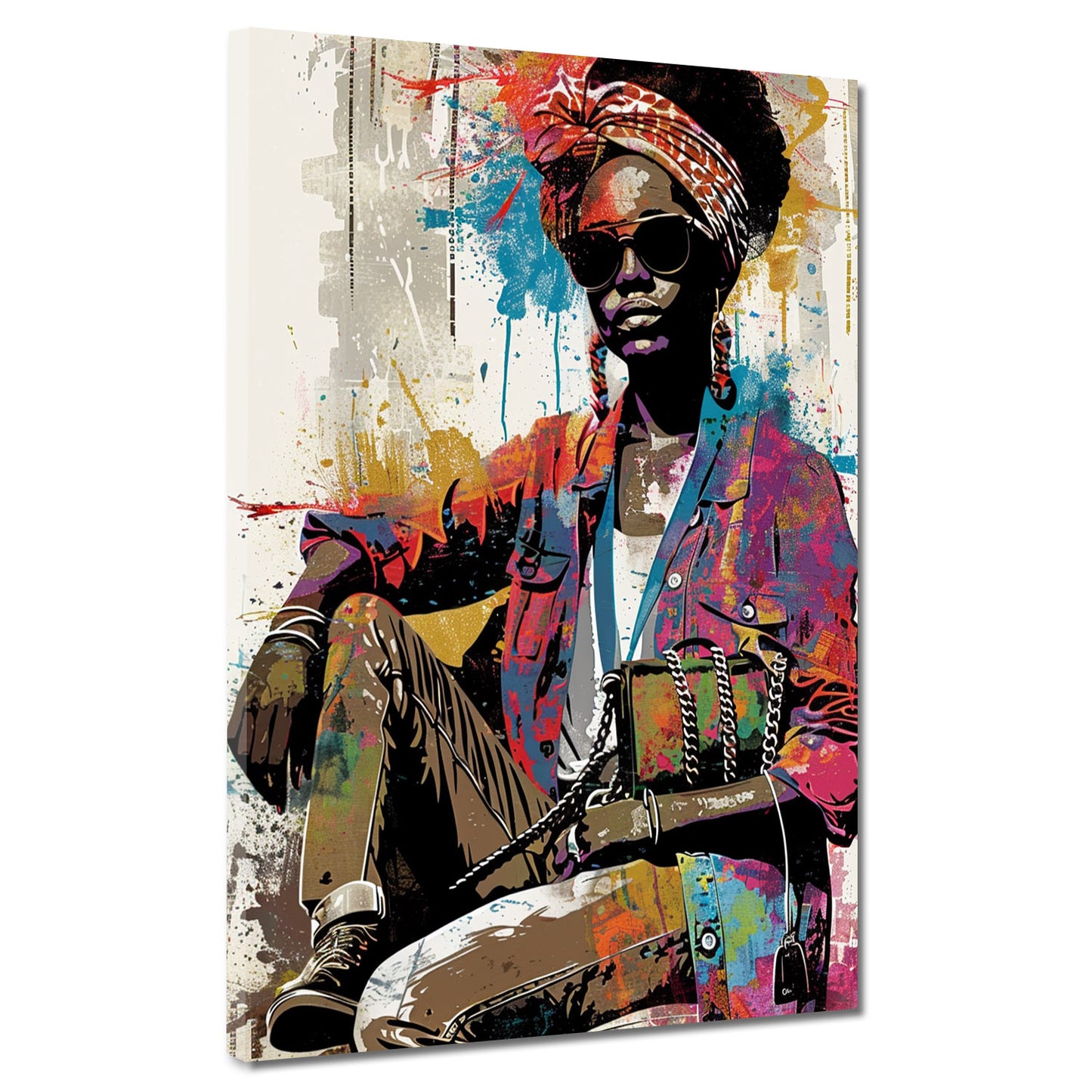 Farbenfrohe afrikanische Frau Street Art Design Wandbild Kunstwerk
