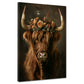 Wandbild Kunstwerk florale Hochlandkuh Natur Boho Stil dekorativ