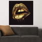 Glänzende goldene Lippen Wandbild Kunstwerk