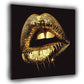 Glänzende goldene Lippen Wandbild Kunstwerk