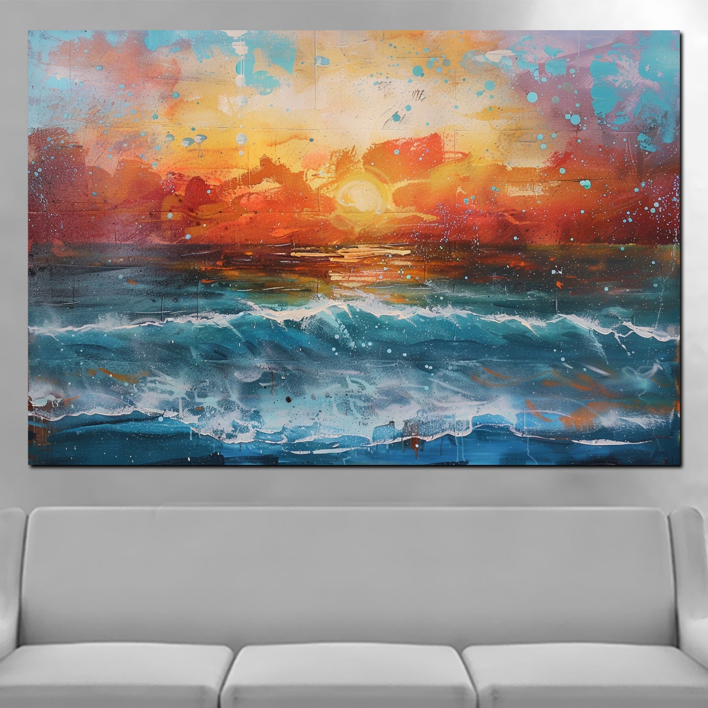 Modern abstrakt Meer im Sonnenuntergang Wandbild Kunstwerk