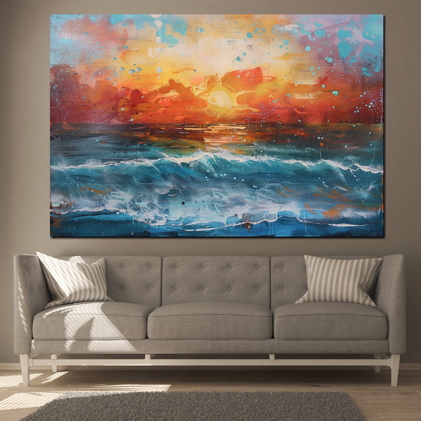 Modern abstrakt Meer im Sonnenuntergang Wandbild Kunstwerk
