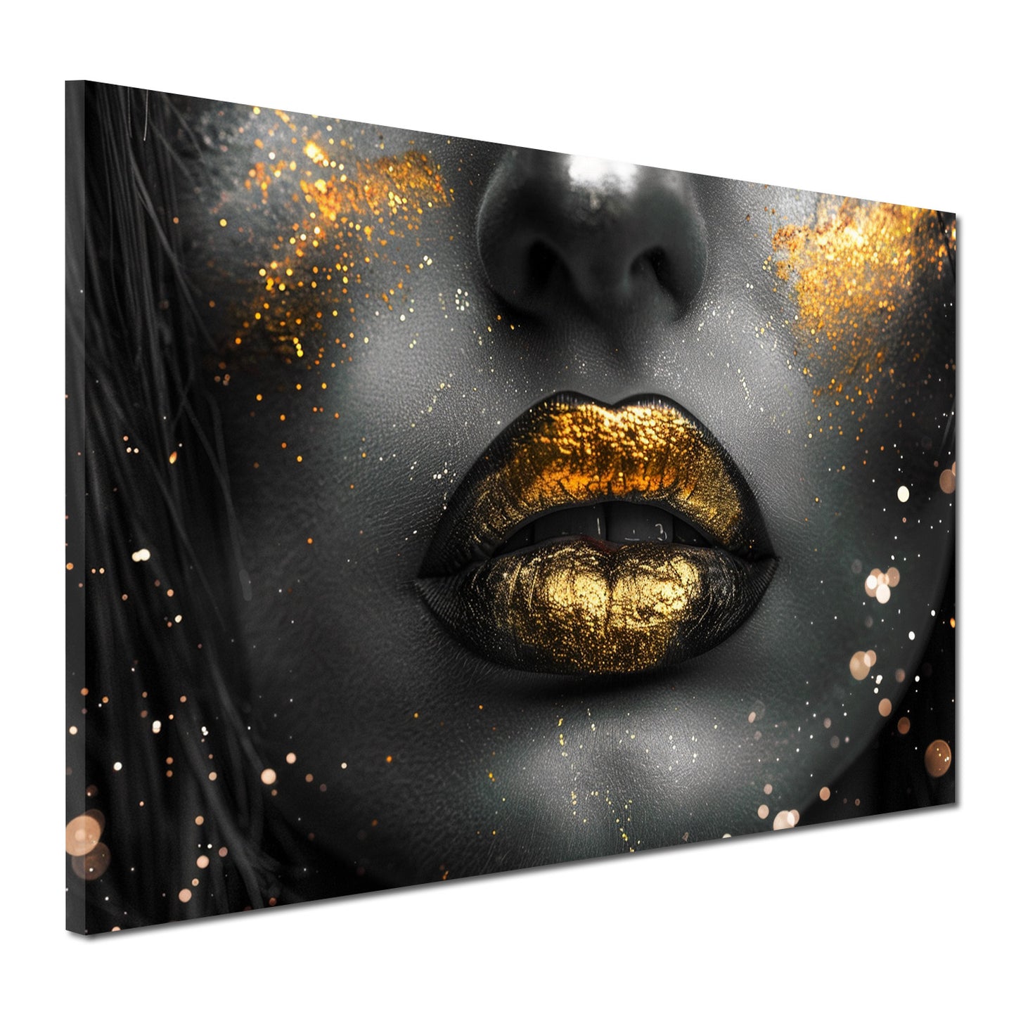 Schöne Lippen mit goldenen Akzenten Wandbild Kunstwerk