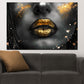 Schöne Lippen mit goldenen Akzenten Wandbild Kunstwerk