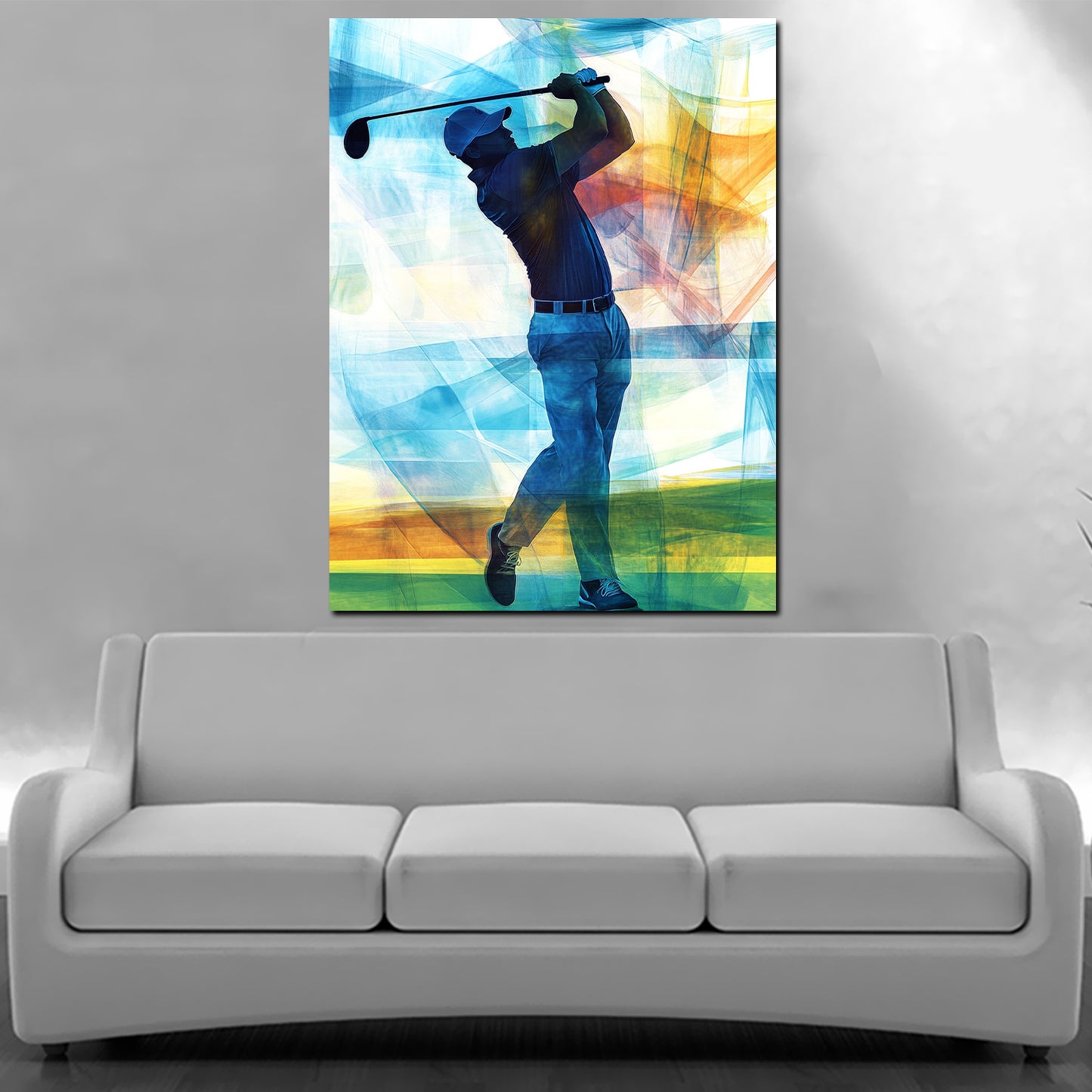 Sportlicher Golfer in Bewegung Wandbild Kunstwerk