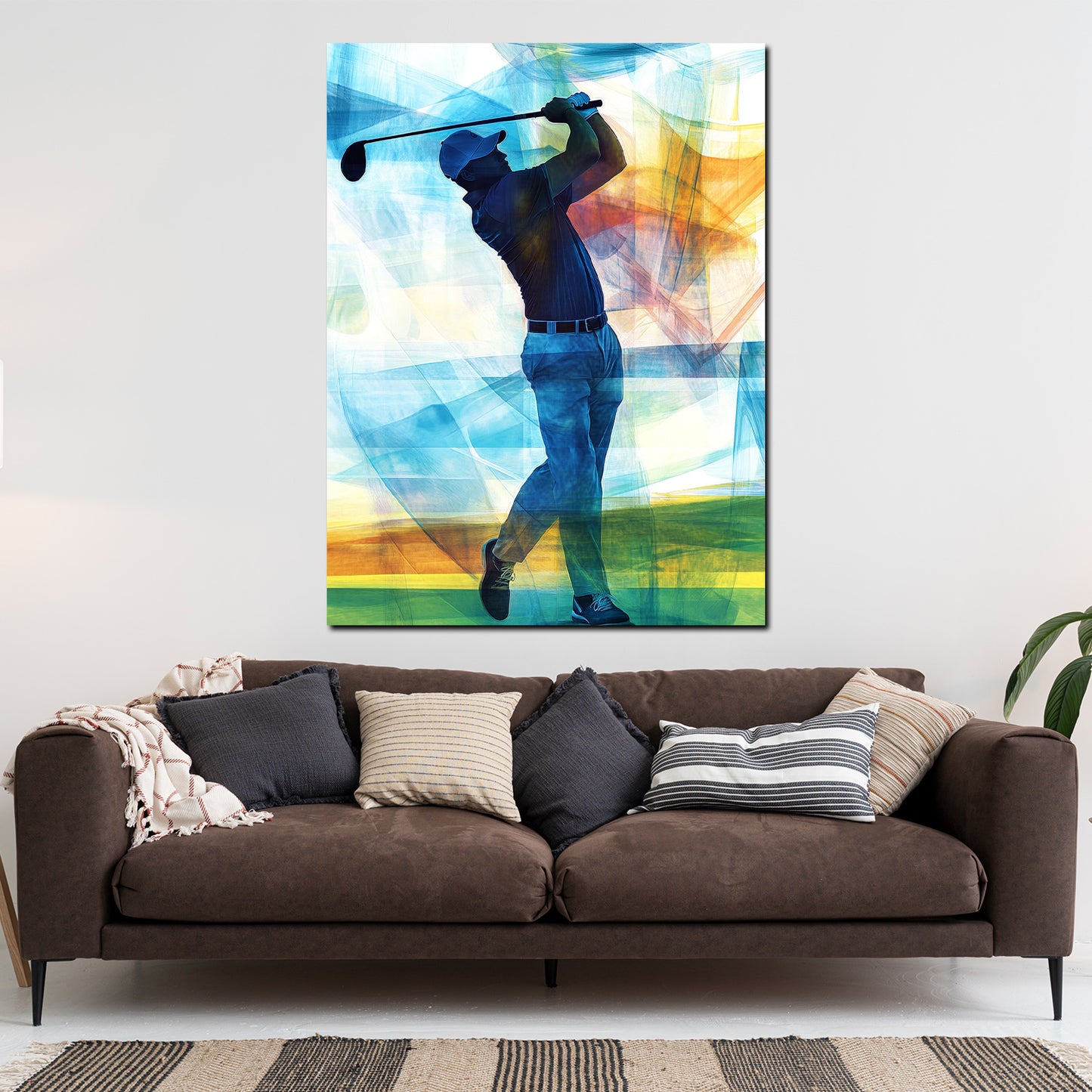 Sportlicher Golfer in Bewegung Wandbild Kunstwerk