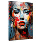 Wunderschöne Frau frontal Pop Art Abstrakt Face Style Wandbild Kunstwerk
