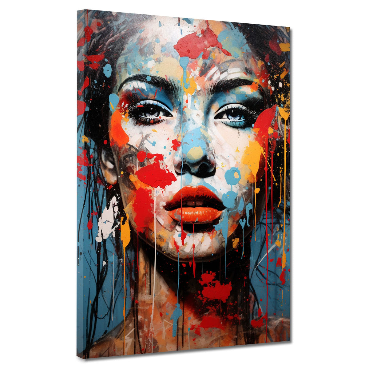 Wunderschöne Frau frontal Pop Art Abstrakt Face Style Wandbild Kunstwerk