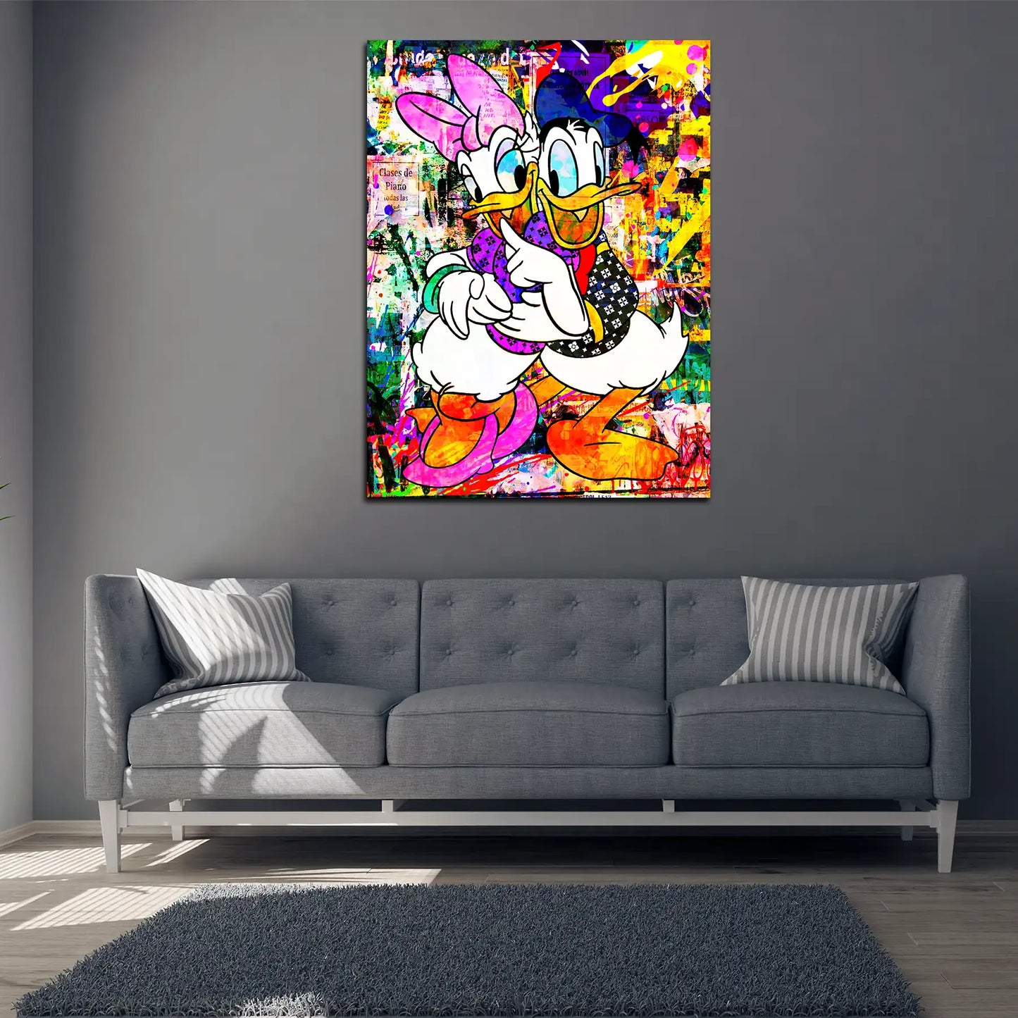 Duck Loving Forever Street Art , Comic Wandbild Kunstwerk
