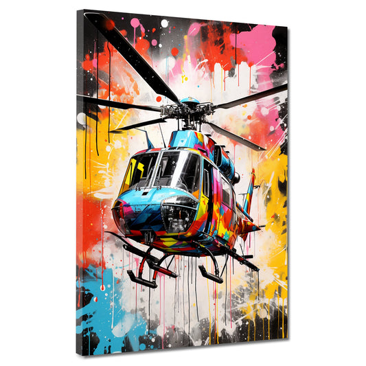 Wandbild Kunstwerk Pop Art Hubschrauber