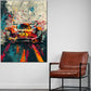 Wandbild Rennwagen Pop Art mit Farbeffekten abstrakt