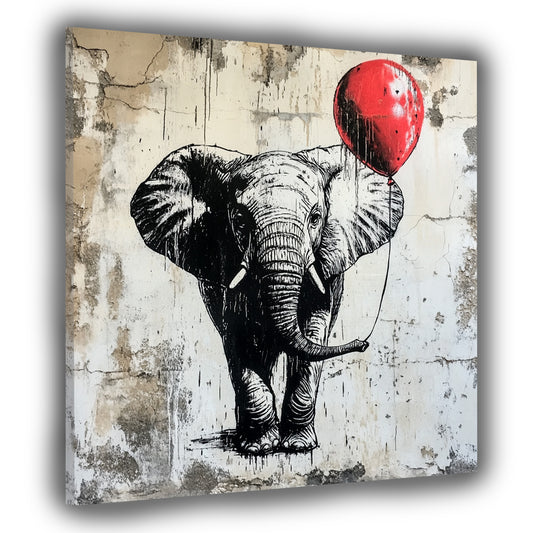 Wandbild Street Art Elefant mit Ballon modern