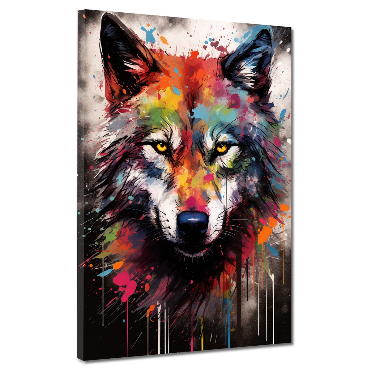 Wolf Pop Art abstrakt Splatter Wandbild Kunstwerk