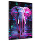 Wandbild abstrakt Elefant mit Neon Farben und futuristischem Design
