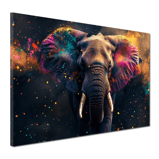Wandbild abstrakt Elefant mit bunten Farben Pop Art