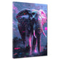 Wandbild abstrakt Elefant mit futuristischen Lichteffekten und Neon Farben