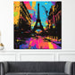 Wandbild abstrakt Paris Eiffelturm Pop Art Street Art bunt