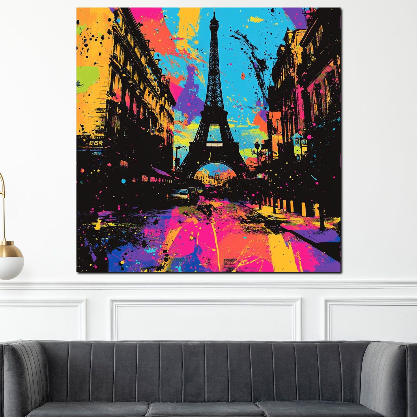 Wandbild abstrakt Paris Eiffelturm Pop Art Street Art bunt