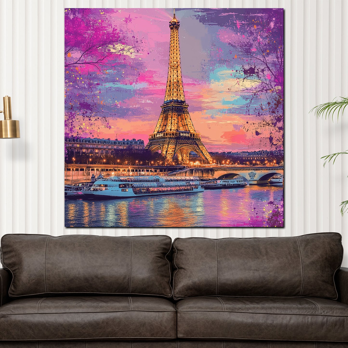 Wandbild abstrakt Paris Eiffelturm Seine Pop Art bunt