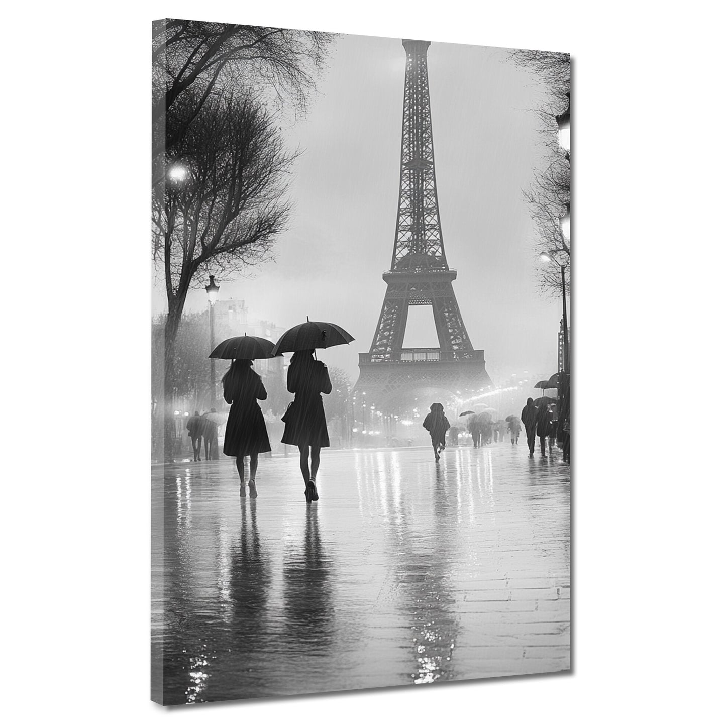 Wandbild abstrakt Paris Eiffelturm romantisch im Regen schwarz weiß