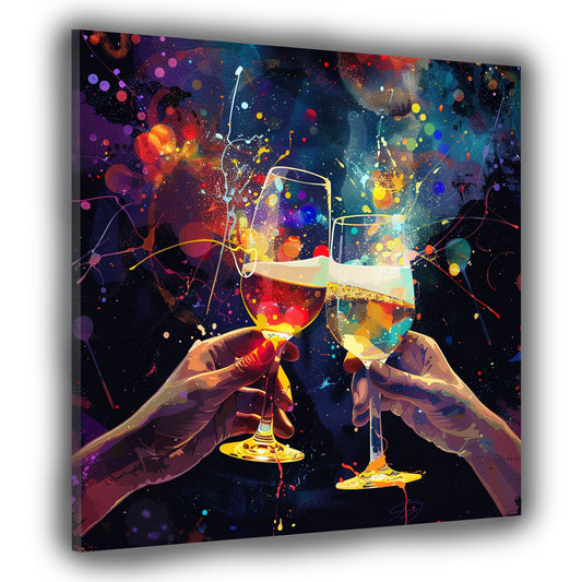 Wandbild Cheers Sektgläsern Pop Art bunt
