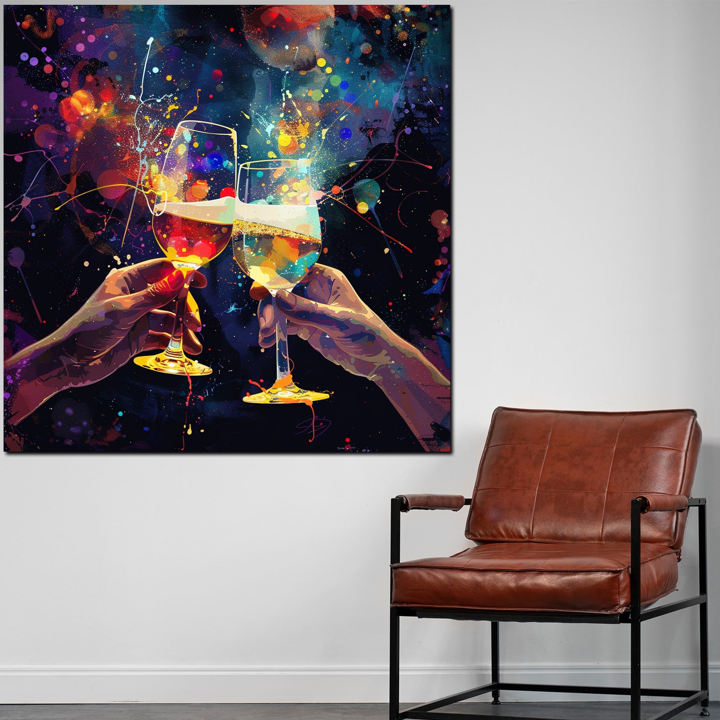 Wandbild Cheers Sektgläsern Pop Art bunt