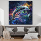 Pop Art abstrakt mit dynamischem Delfin Wandbild Kunstwerk