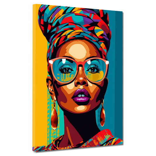 Wandbild Kunstwerk Street Art Frau mit Turban und Sonnenbrille