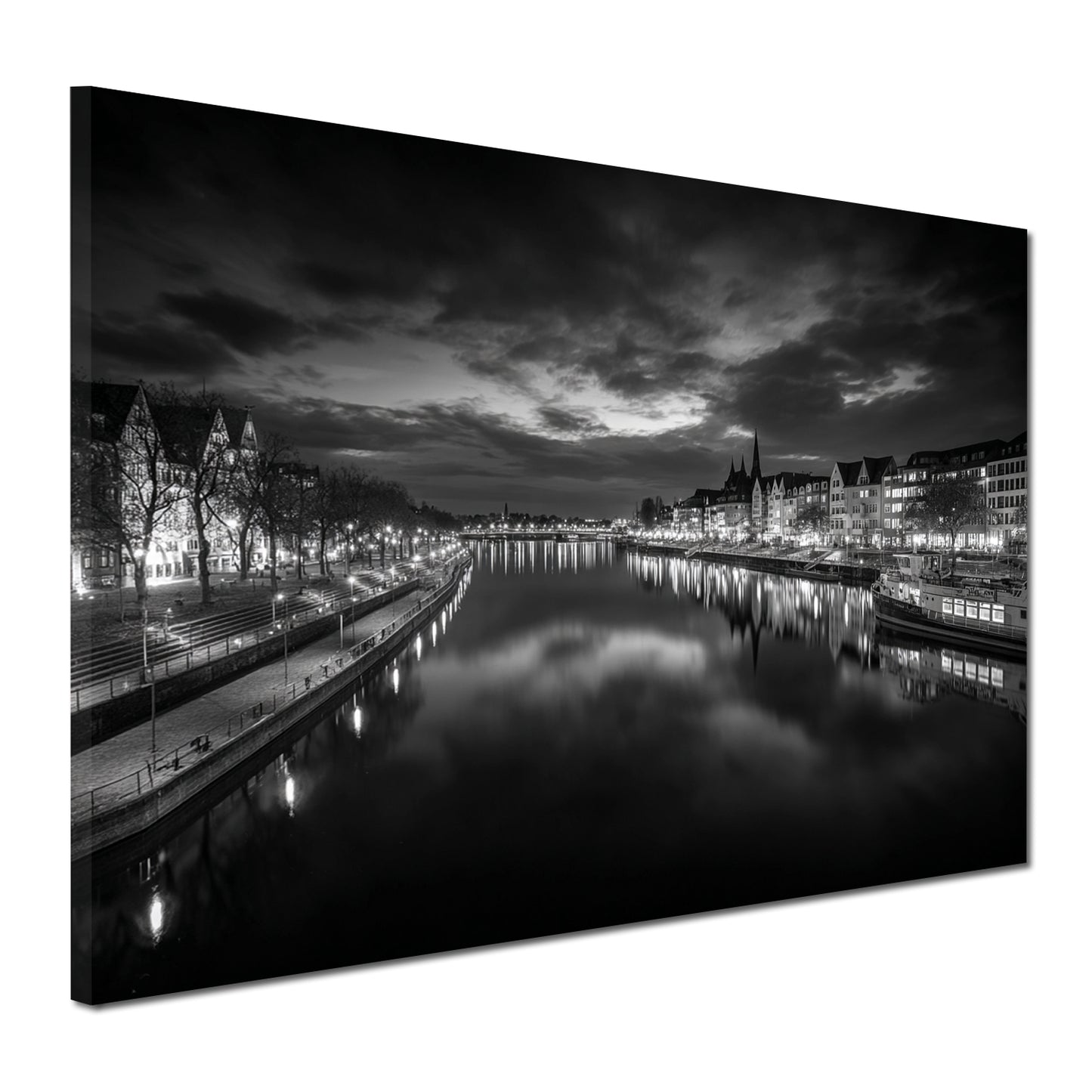 Weseruferpromenade Überseestadt Bremen schwarz weiß Wandbild