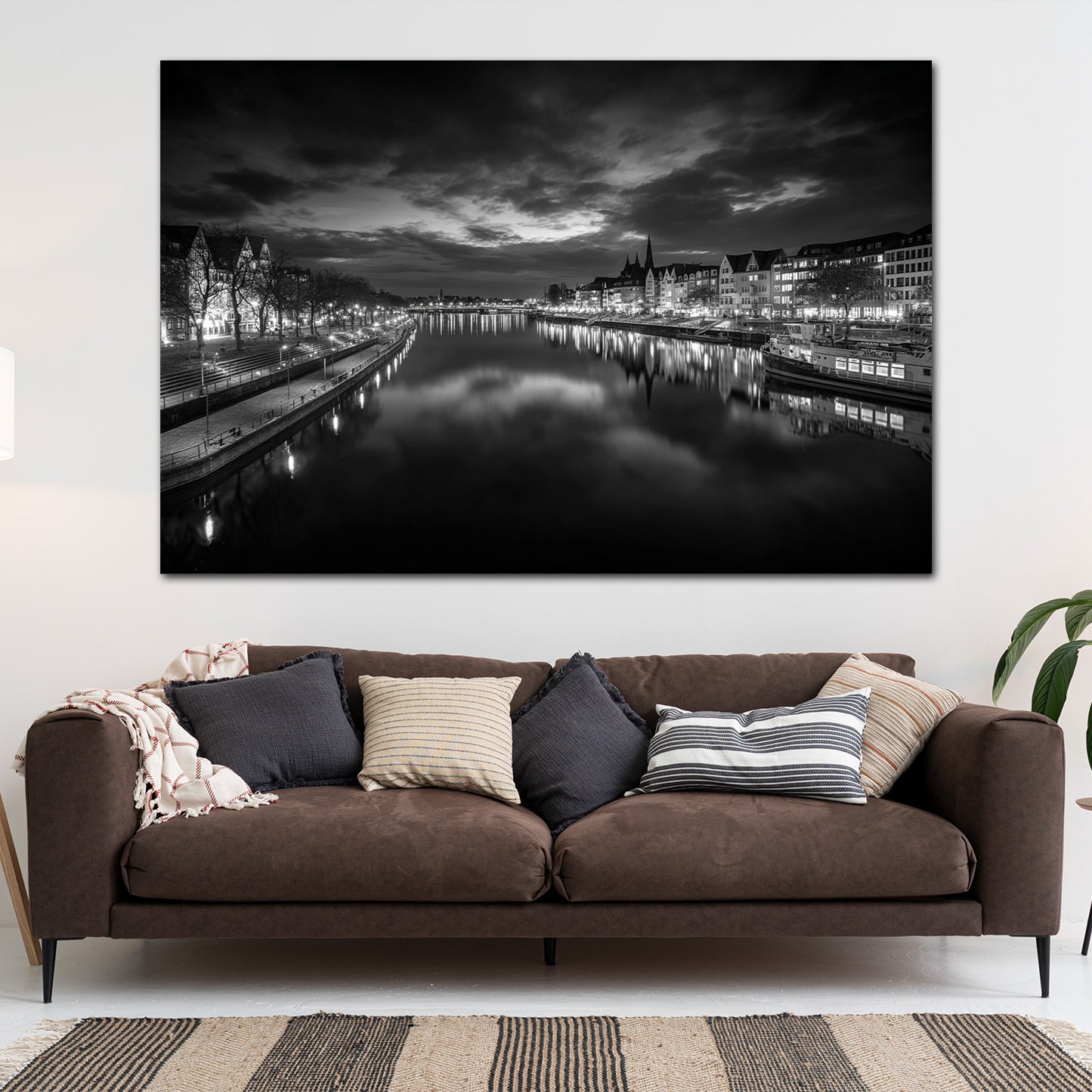 Weseruferpromenade Überseestadt Bremen schwarz weiß Wandbild