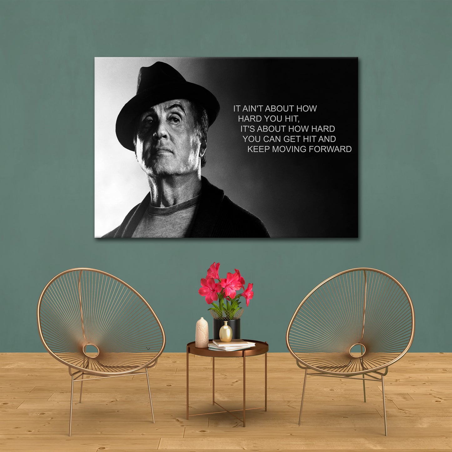 Zitat Boxer Motivation Wandbild Kunstwerk Rocky Style Hard Hit