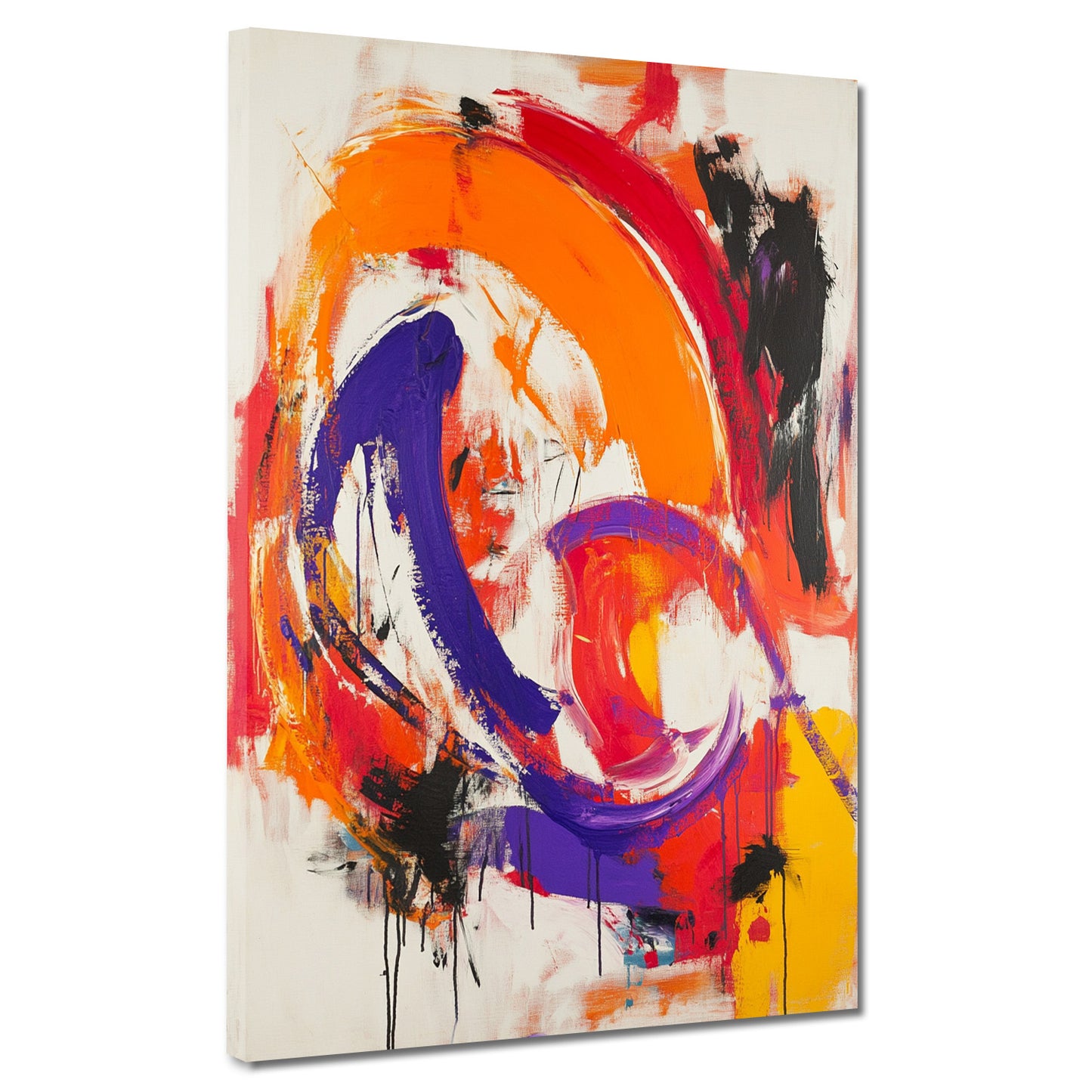 Abstrakt Orange Lila expressive Pinselstriche Wandbild